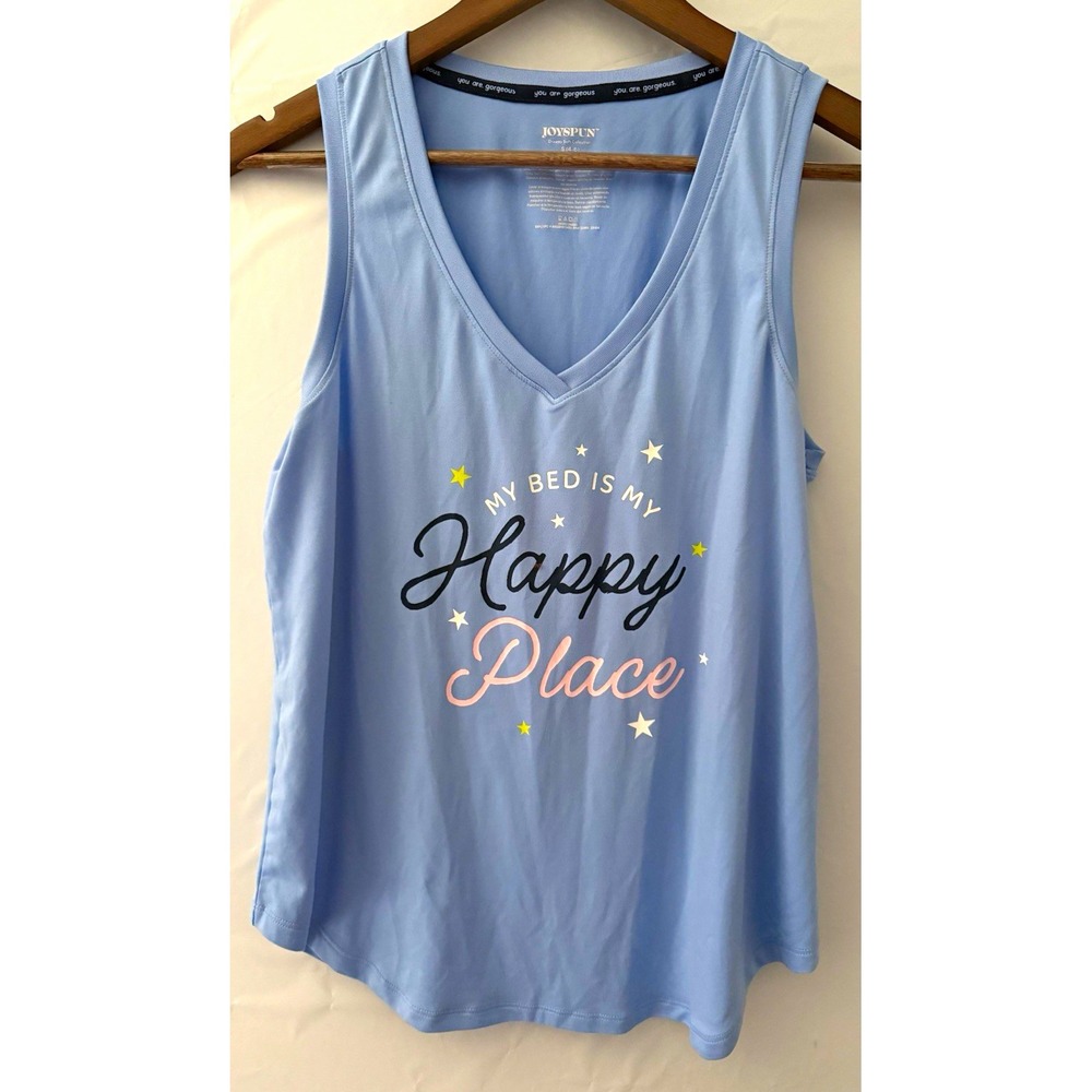Joyspun Dreamy Soft Women's Blue Graphic Pajama Set Tank/Shorts S 4-6